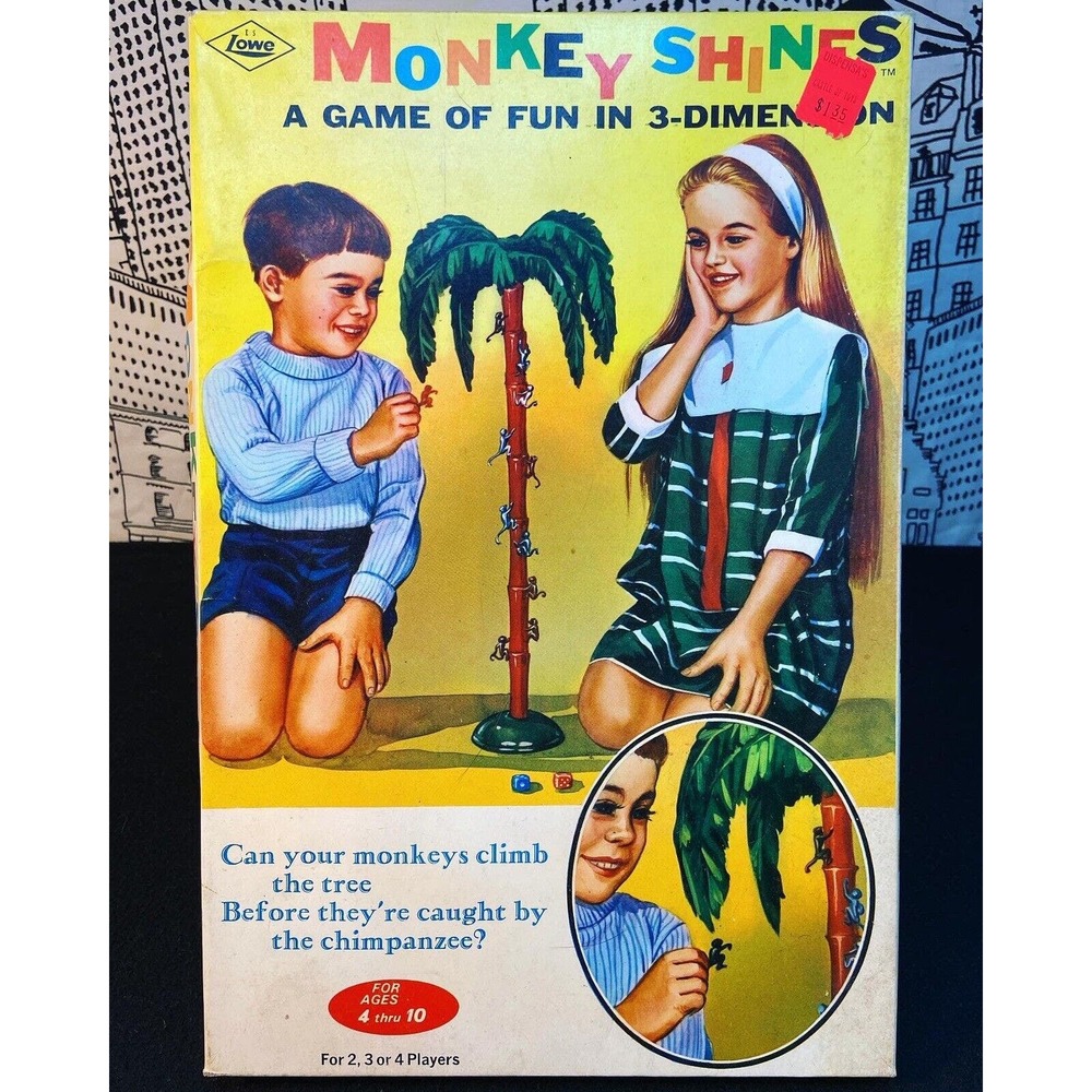 RARE Vintage 1969 Monkey Shines E.S. Lowe CO Family Skill Board Game NO. 154 GUC